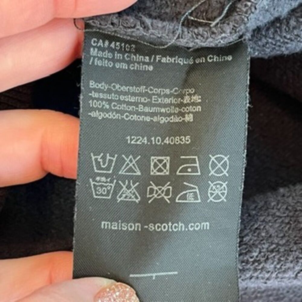 Maison Scotch & Soda Black Sweatshirt Short Sleeves Sequins Back Buttons Size 1 - Picture 9 of 13